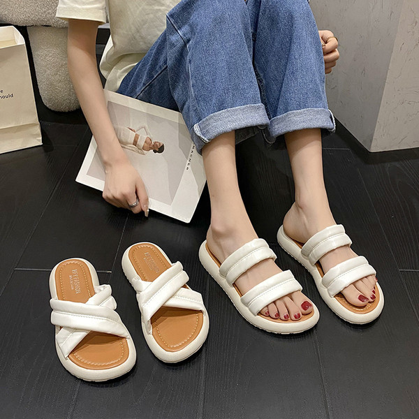 Ženske papuče sa remenčićima od eko kože - dva modela