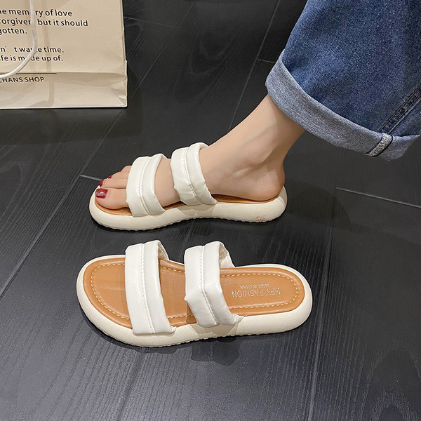 Ženske papuče sa remenčićima od eko kože - dva modela