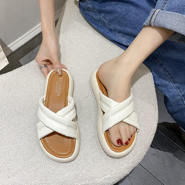 Ženske papuče sa remenčićima od eko kože - dva modela