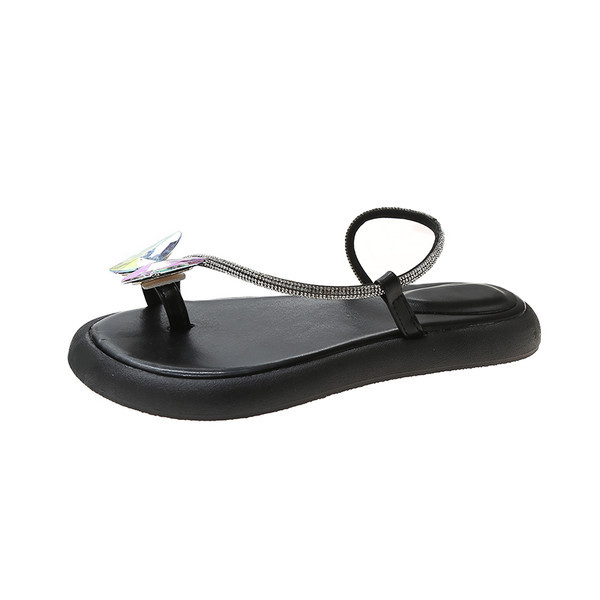 Moderne ženske papuče s ravnim đonom i leptir ukrasom