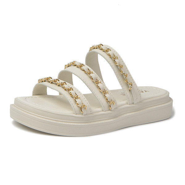 Casual ženske papuče s lancem - bijela i crna boja