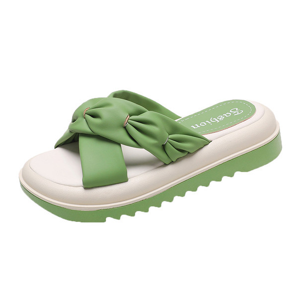 Γυναικείες παντόφλες πλατφόρμας με χιαστί λουράκι