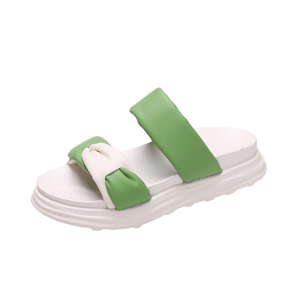 Γυναικείες casual παντόφλες με δερμάτινα λουράκια