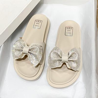 Γυναικείες casual παντόφλες με κορδέλα