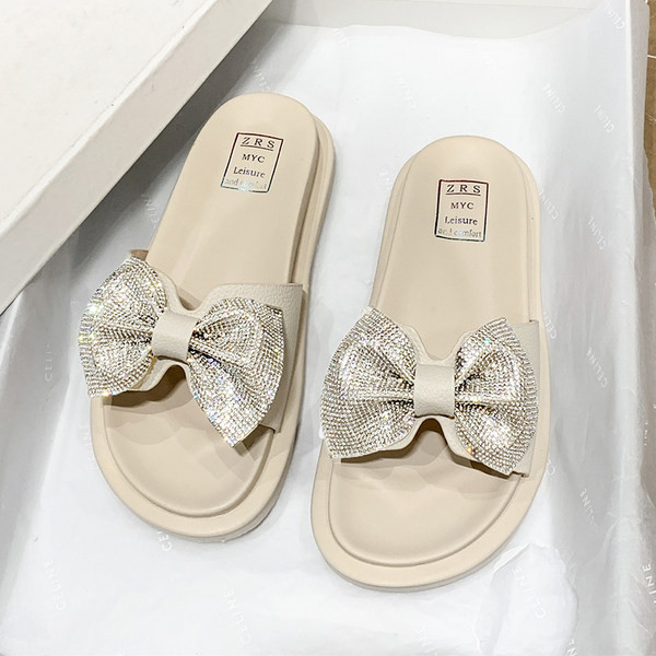 Γυναικείες casual παντόφλες με κορδέλα