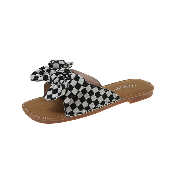 Γυναικείες παντόφλες με κορδέλα - επίπεδη σόλα