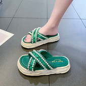 Γυναικείες casual παντόφλες με πέρλες