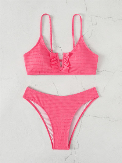 Γυναικείο μαγιό σε ροζ χρώμα - δύο μέρη