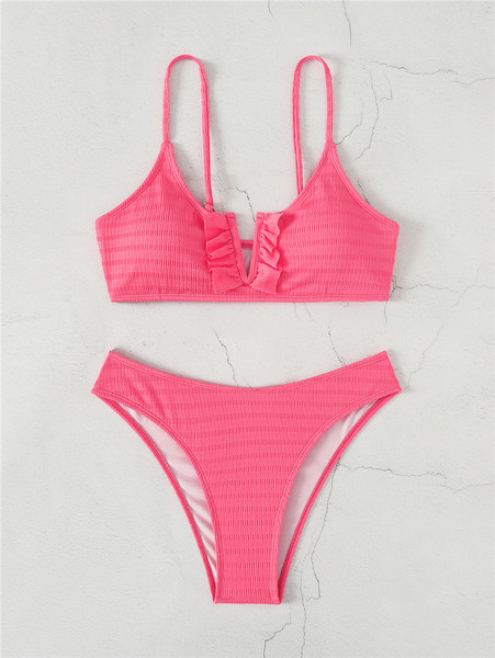 Γυναικείο μαγιό σε ροζ χρώμα - δύο μέρη