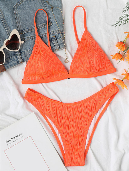 Ženski dvodijelni kupaći kostim narančaste boje