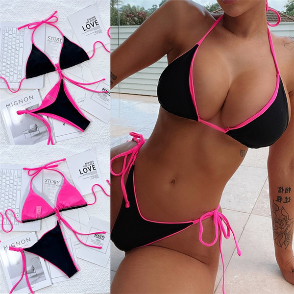 Ženski izrezani dvodijelni kupaći kostim na vezanje