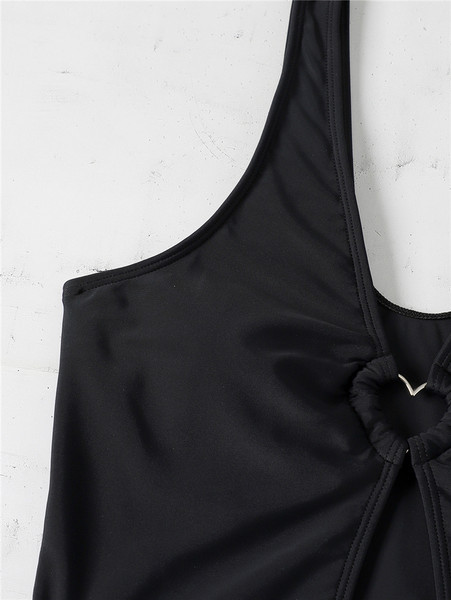 Crni komplet za plažu - dvodijelni kupaći kostim i suknja