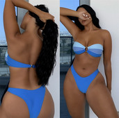 Ženski dvodijelni kupaći kostim s metalnim prstenom