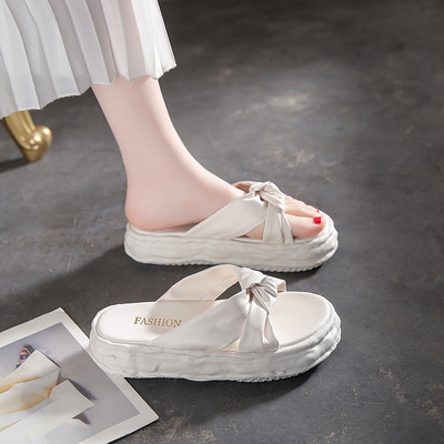 Casual γυναικείες παντόφλες με δερμάτινο λουράκι - τρία χρώματα