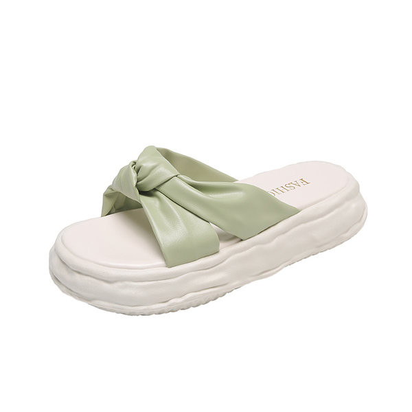 Casual γυναικείες παντόφλες με δερμάτινο λουράκι - τρία χρώματα