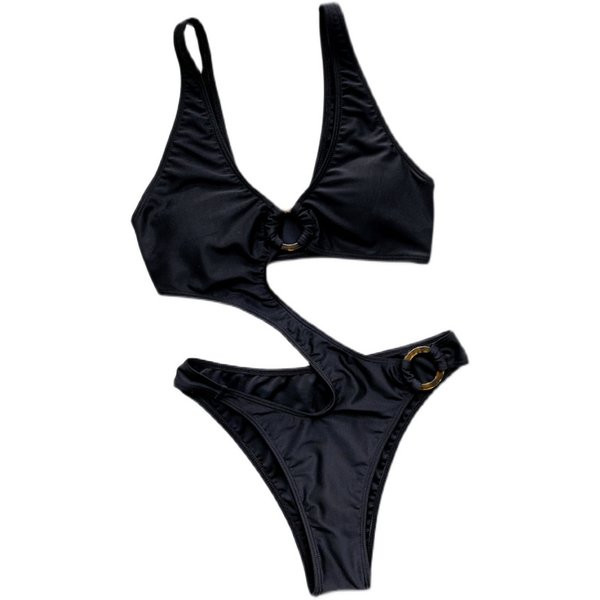 Moderan jednodijelni kupaći kostim s metalnim prstenovima