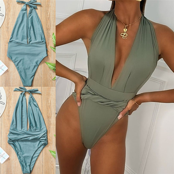 Ženski jednodijelni kupaći kostim s V-izrezom