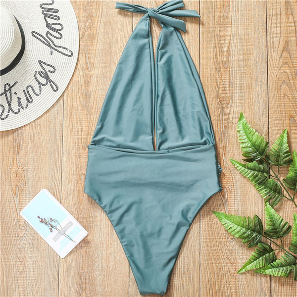 Ženski jednodijelni kupaći kostim s V-izrezom