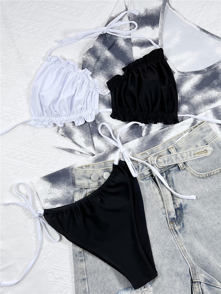 Ženski izrezani kupaći kostim na vezanje