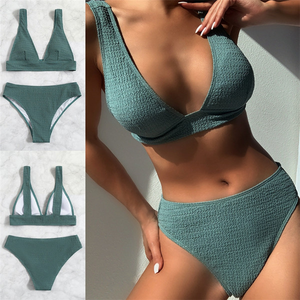 Ženski dvodijelni kupaći kostim s V izrezom