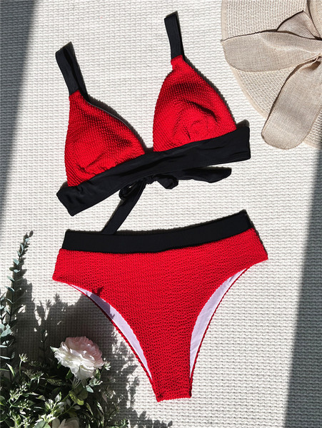 Ženski jednobojni dvodijelni kupaći kostim