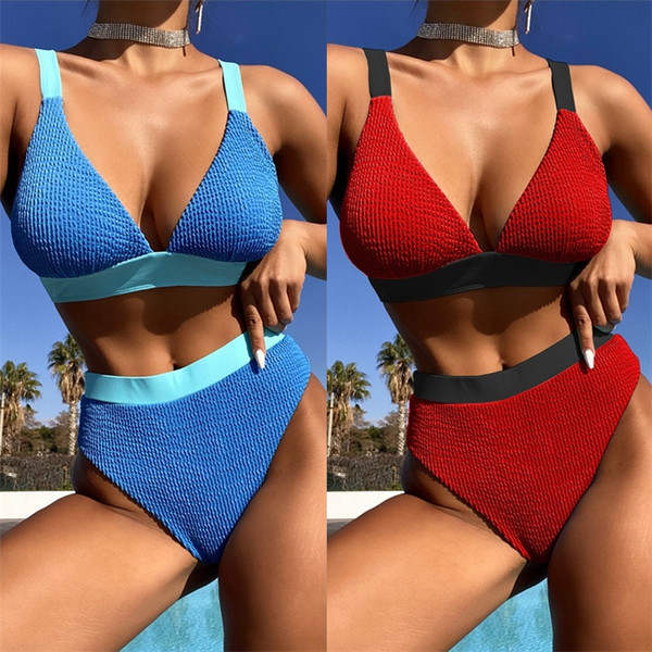 Ženski jednobojni dvodijelni kupaći kostim