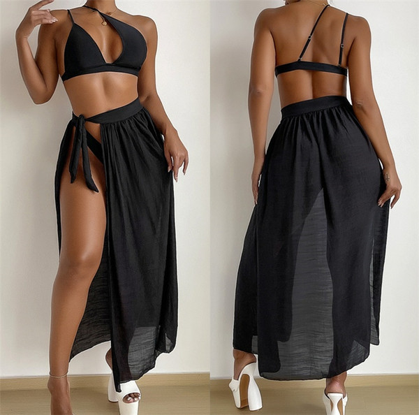 Novi model ženskog trodijelnog kupaćeg kostima - crne boje