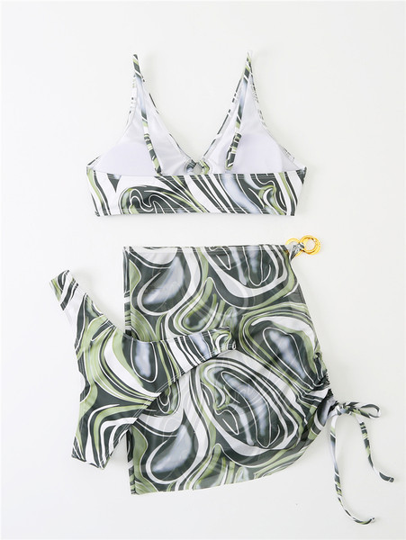 Ženski kupaći kostim s metalnim prstenovima - tri komada