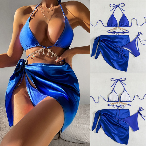 Moderan ženski kupaći kostim s lancem - trodijelni