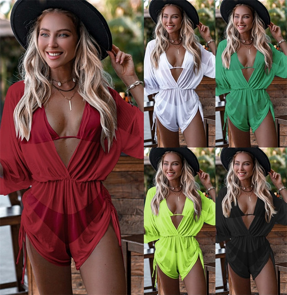 Dviejų dalių paplūdimio komplektas - maudymosi kostiumėlis ir kombinezonas