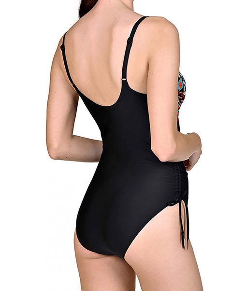 Jednodijelni ženski kupaći kostim na tanke naramenice - crne boje