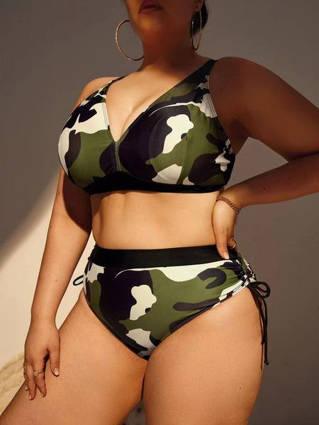 Ženski maskirni dvodijelni kupaći kostim na vezanje