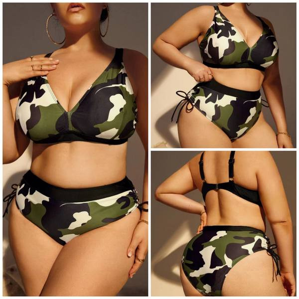 Ženski maskirni dvodijelni kupaći kostim na vezanje