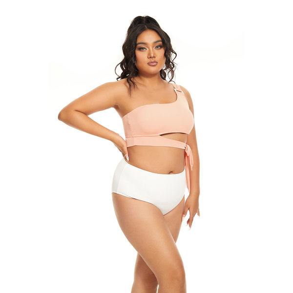 Ženski dvodijelni kupaći kostim s asimetričnim gornjim dijelom - plus size
