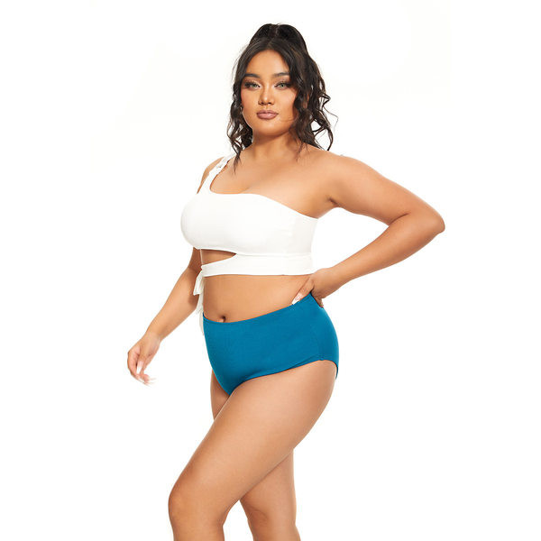 Ženski dvodijelni kupaći kostim s asimetričnim gornjim dijelom - plus size