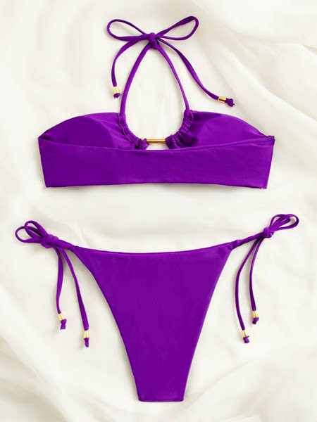 Moderan ženski dvodijelni kupaći kostim - ljubičasta boja