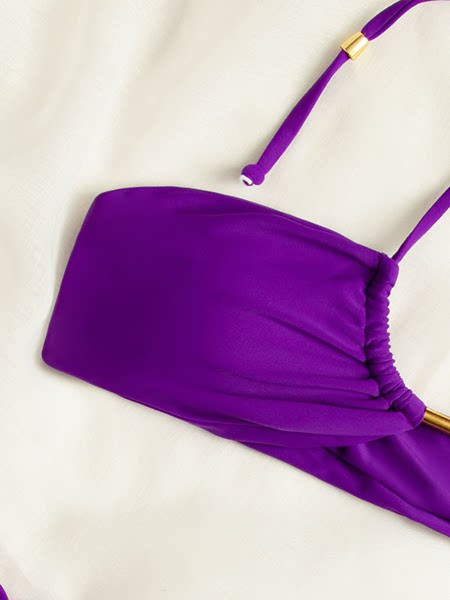 Moderan ženski dvodijelni kupaći kostim - ljubičasta boja