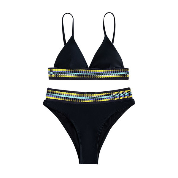 Κλασικό μοντέλο μαγιό - μπουστάκι και μπικίνι με χρωματιστό λάστιχο