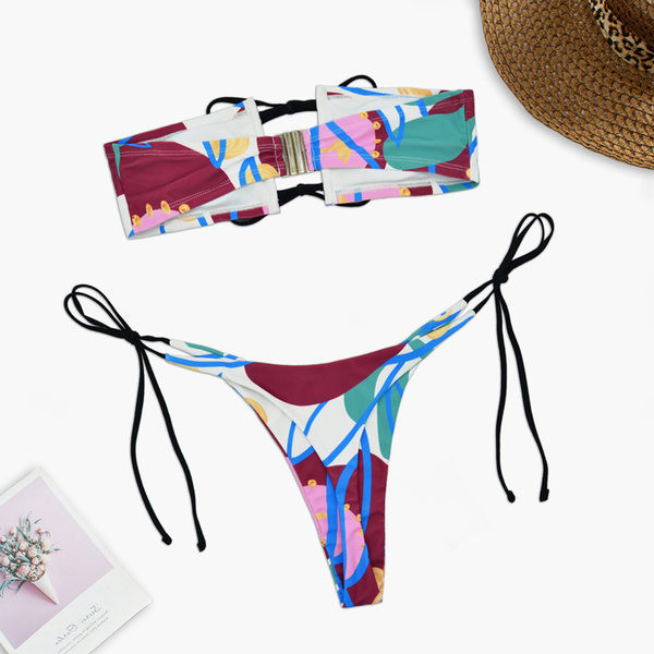 Novi model ženskog kupaćeg kostima u boji sa vezicama