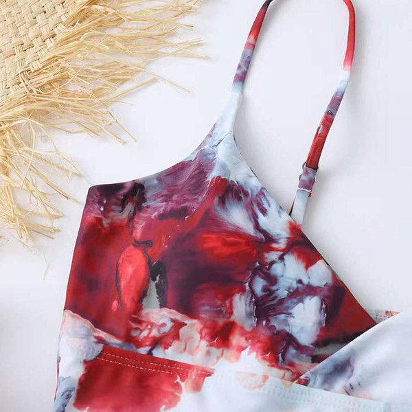 Ženski šareni dvodijelni kupaći kostim s tankim naramenicama