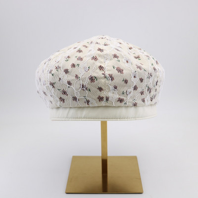 Γυναικείο καπέλο μπερέ με κέντημα και φλοράλ μοτίβα