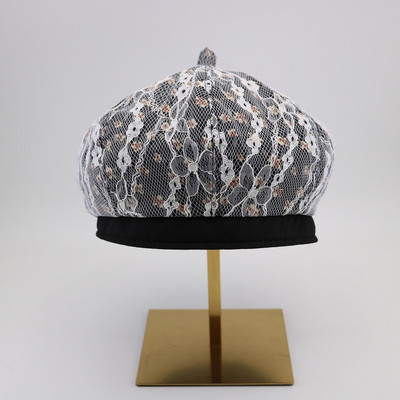 Γυναικείο καπέλο μπερέ με κέντημα και φλοράλ μοτίβα