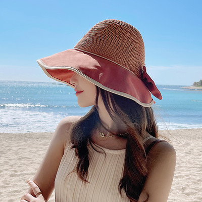 Γυναικείο καλοκαιρινό καπέλο με κορδέλα - φαρδύ γείσο