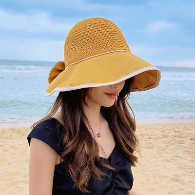 Γυναικείο καλοκαιρινό καπέλο με κορδέλα - φαρδύ γείσο