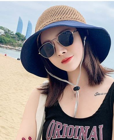 Ženska kapa za sunce s trakom