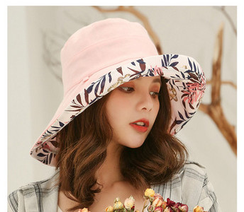 Γυναικείο καπέλο  με 2 πρόσωπα και φλοράλ μοτίβα