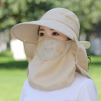 Γυναικείο καπέλο ηλίου - με μάσκα για πλήρη προστασία του προσώπου
