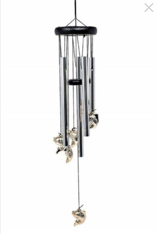 Вятърен звънец, Риби, Метален, Сребрист/Златист