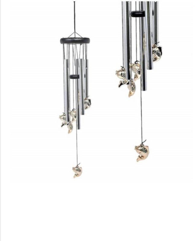 Вятърен звънец, Риби, Метален, Сребрист/Златист