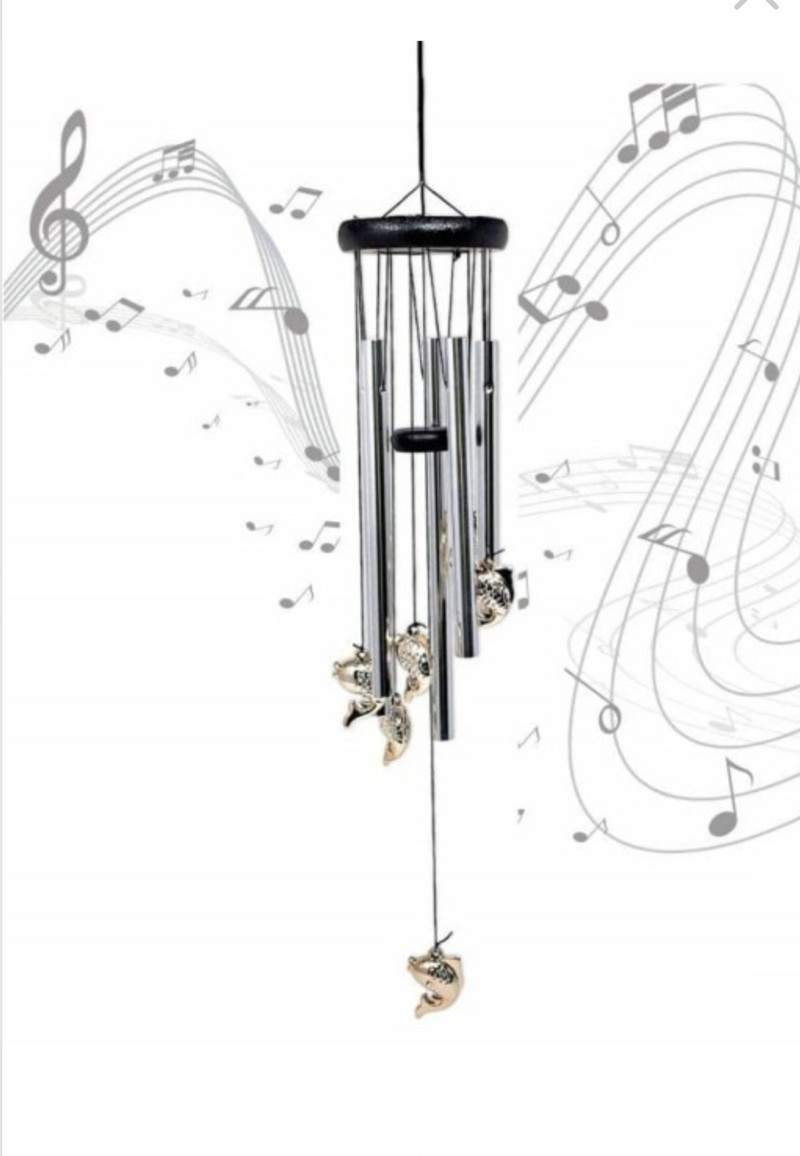 Вятърен звънец, Риби, Метален, Сребрист/Златист